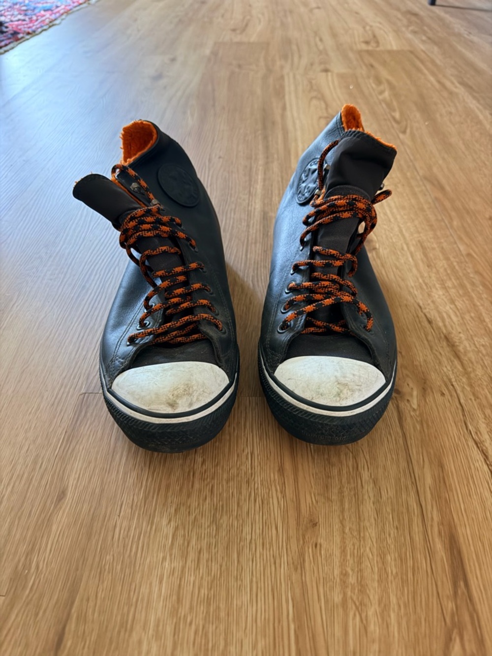 Converse Brown High-Top Sneakers with Orange Fur Lining